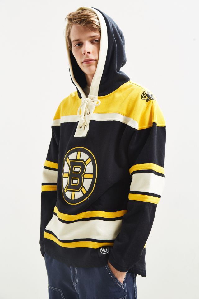 Men's '47 Black Boston Bruins Superior Lacer Pullover Hoodie