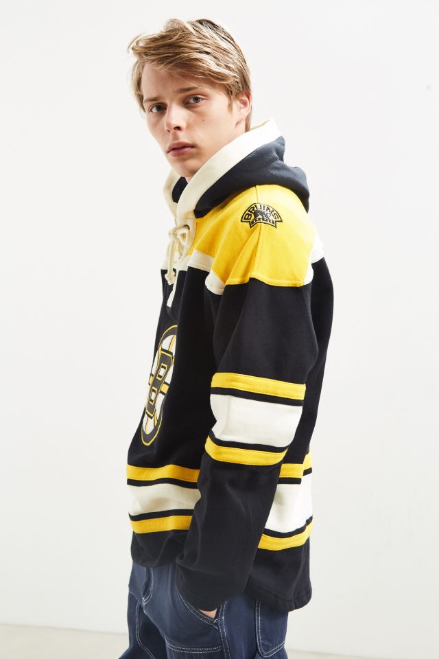 Boston Bruins Lacer Hoodie Sweatshirt NHL Hockey Embroidered Black Size L