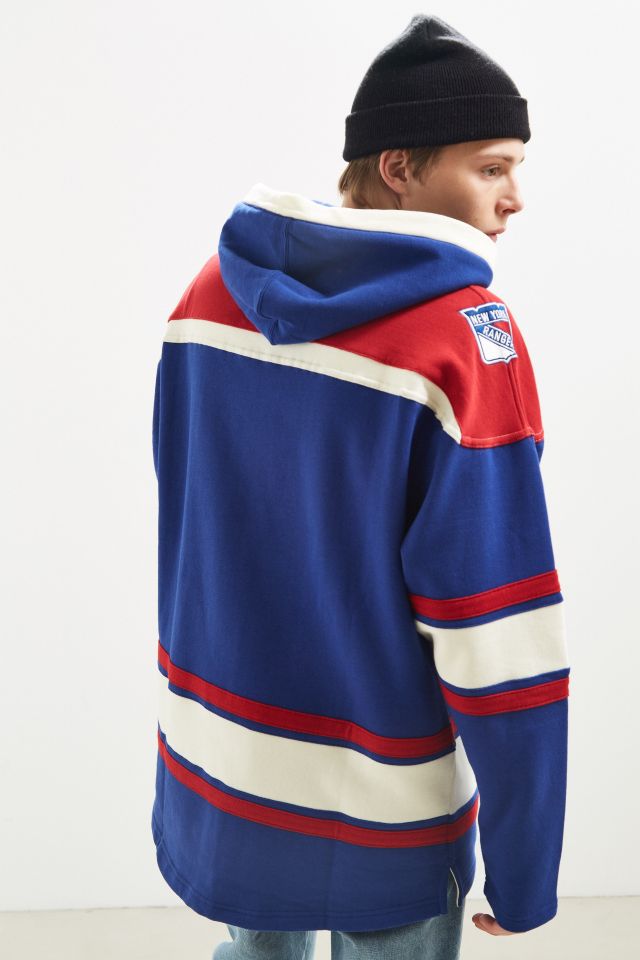 Men's '47 Blue/Red New York Rangers Superior Lacer Pullover Hoodie
