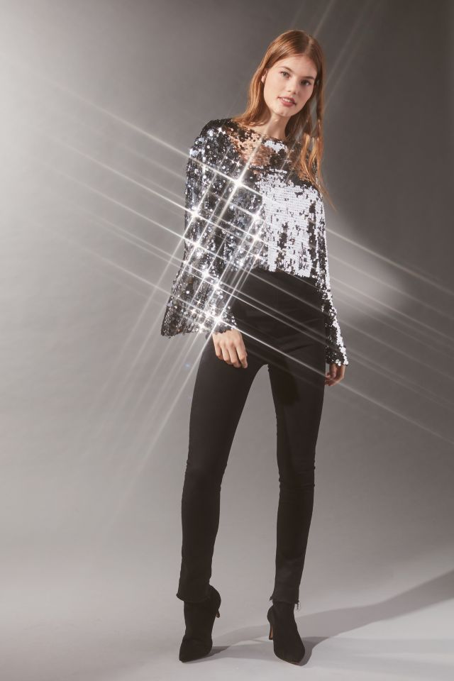 UO All Night Sequin Bell-Sleeve Top #2