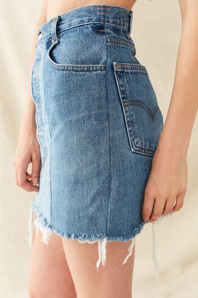 Urban Renewal Recycled Levi’s Two-Tone Patched Denim Mini Skirt #3