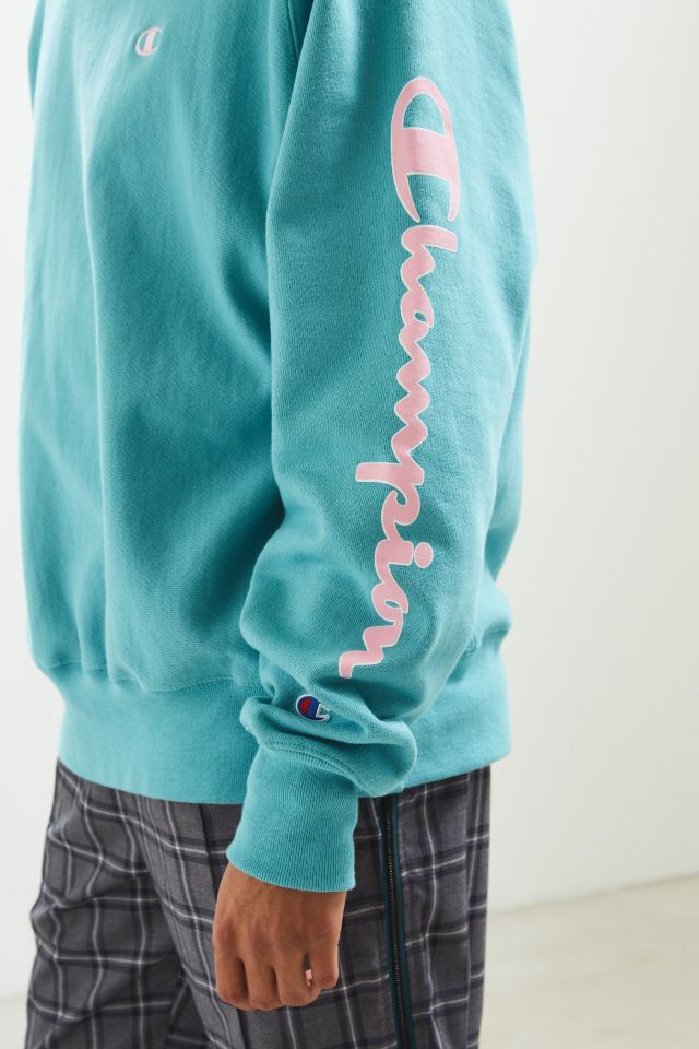 Champion sweater turquoise pink best sale