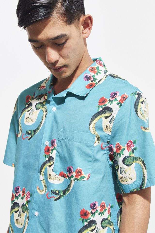 Stussy Skull Short Sleeve Button-Down Shirt #1
