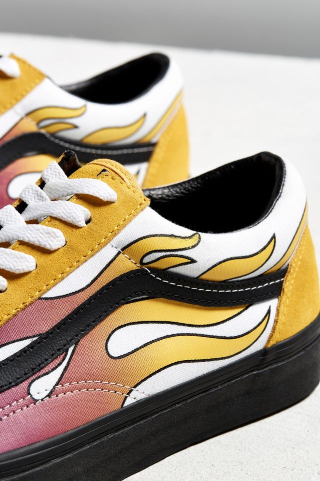 スニーカー vans flame yellow 27.5 Vans Old Skool Yellow Flame Sneaker | Urban Outfitters