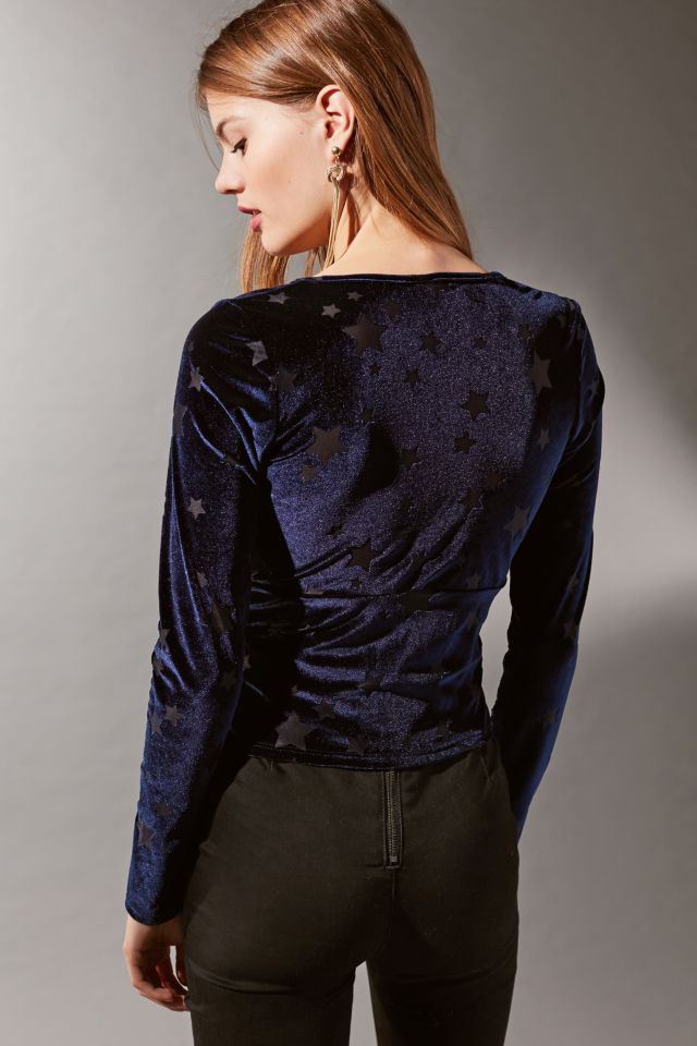 UO Velvet Star Knot Front Top #1