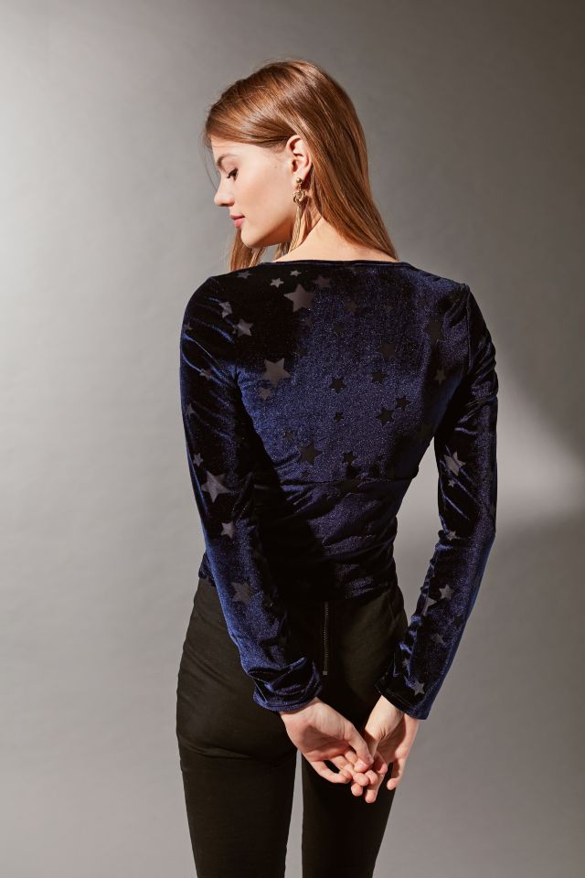 UO Velvet Star Knot Front Top #5