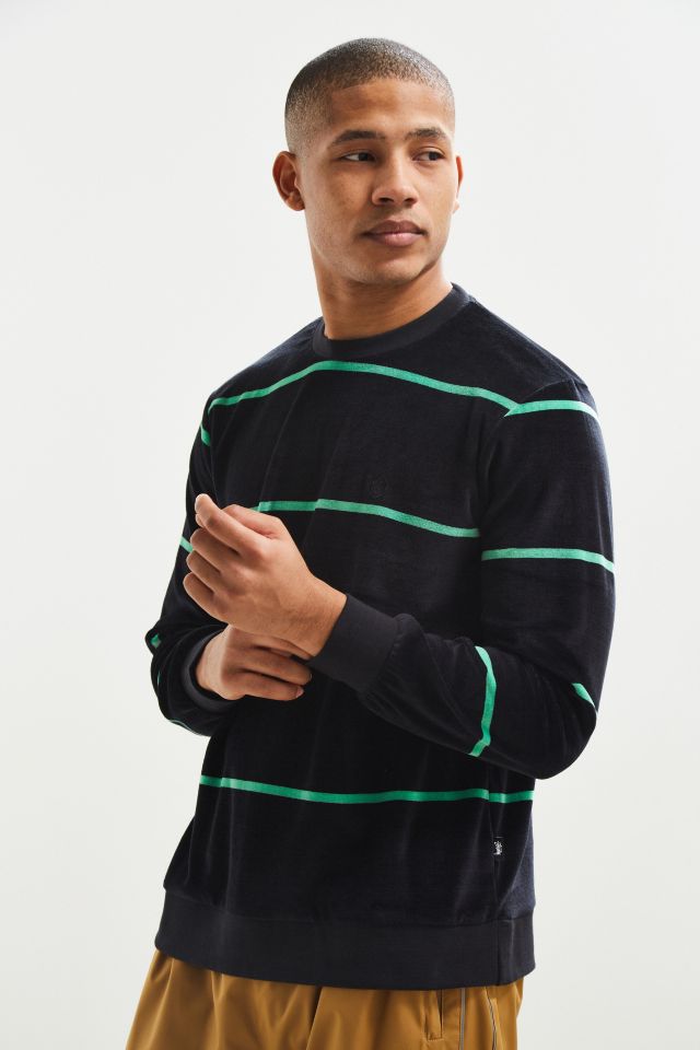 Stussy Striped Velour Crew Neck Sweatshirt #2