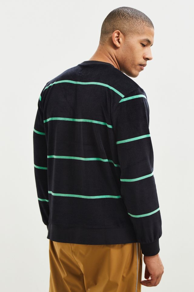 Stussy Striped Velour Crew Neck Sweatshirt #3