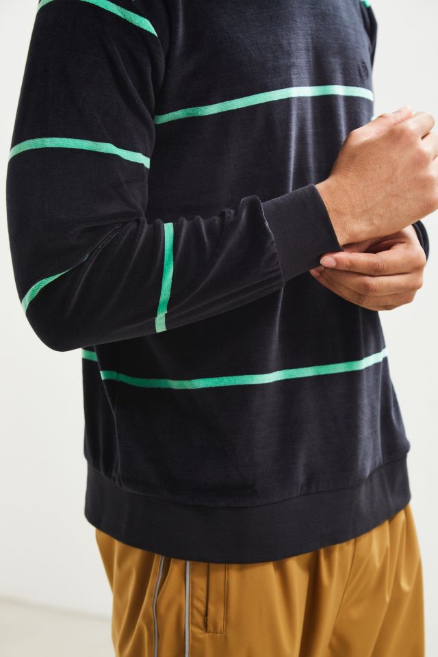 Stussy Striped Velour Crew Neck Sweatshirt #4
