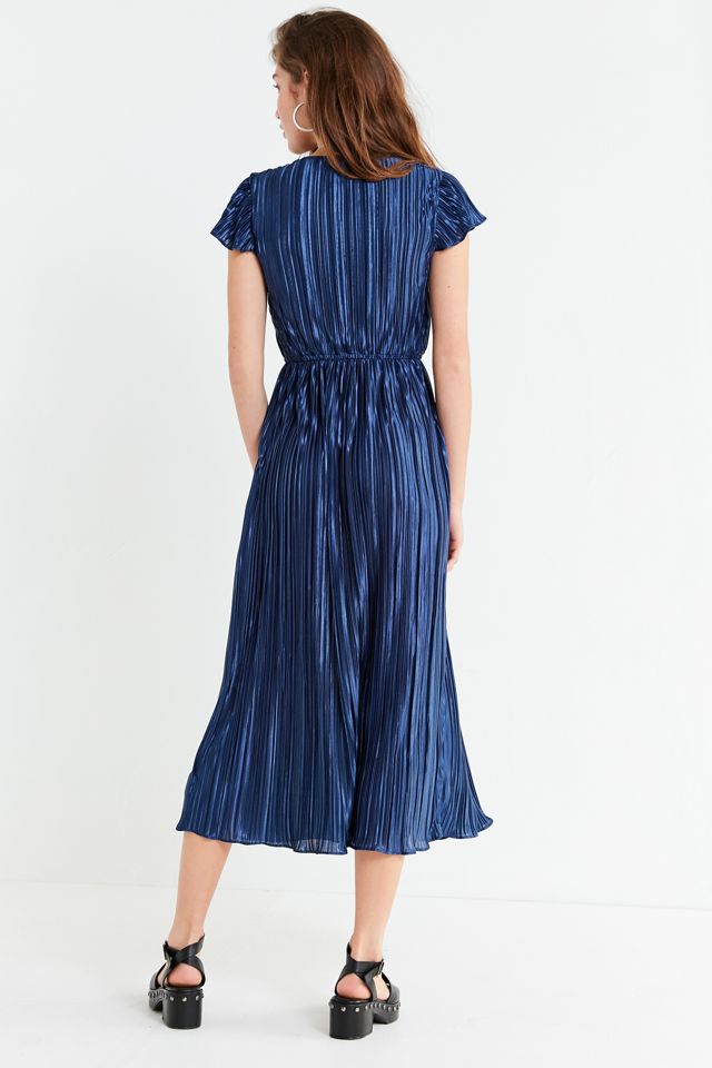 UO Miranda Metallic Pleated Midi Dress #2