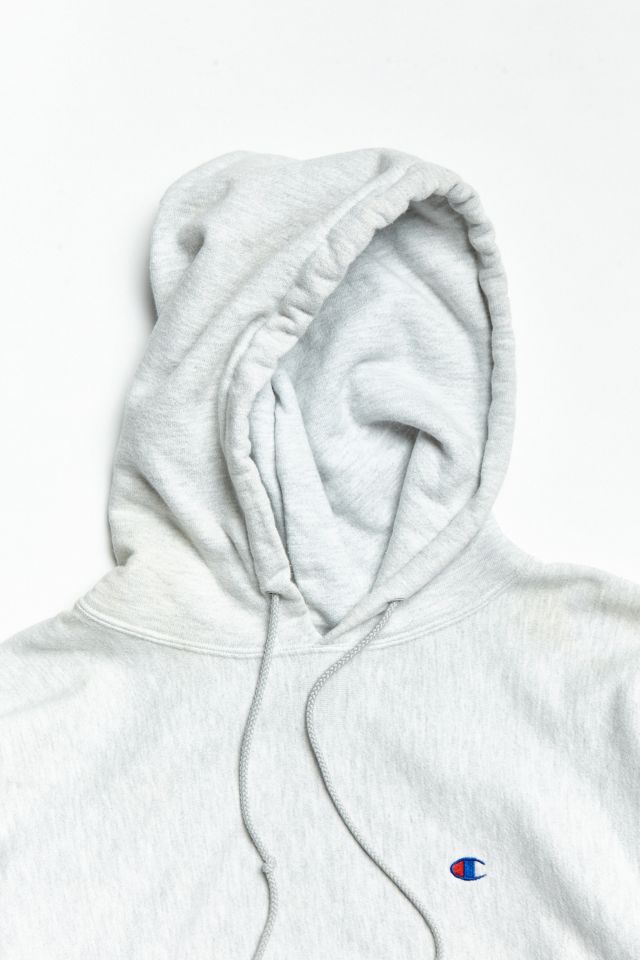 Vintage Champion Heather Grey Logo Hoodie Sweatshirt #3