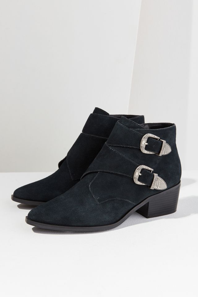 Talia Dark Grey Suede Buckle Ankle Boot #1