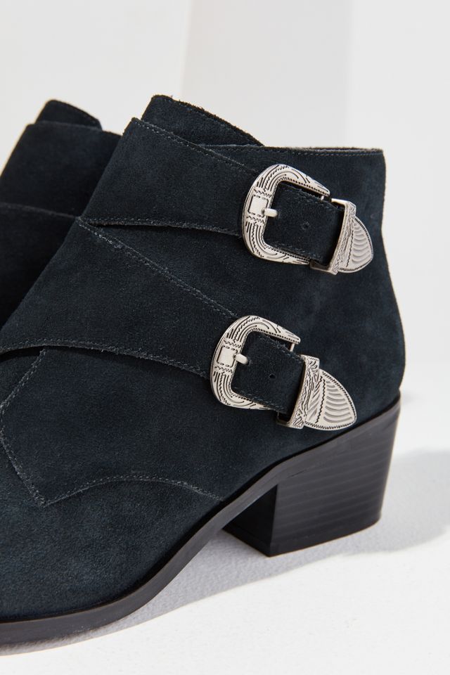 Talia Dark Grey Suede Buckle Ankle Boot #4