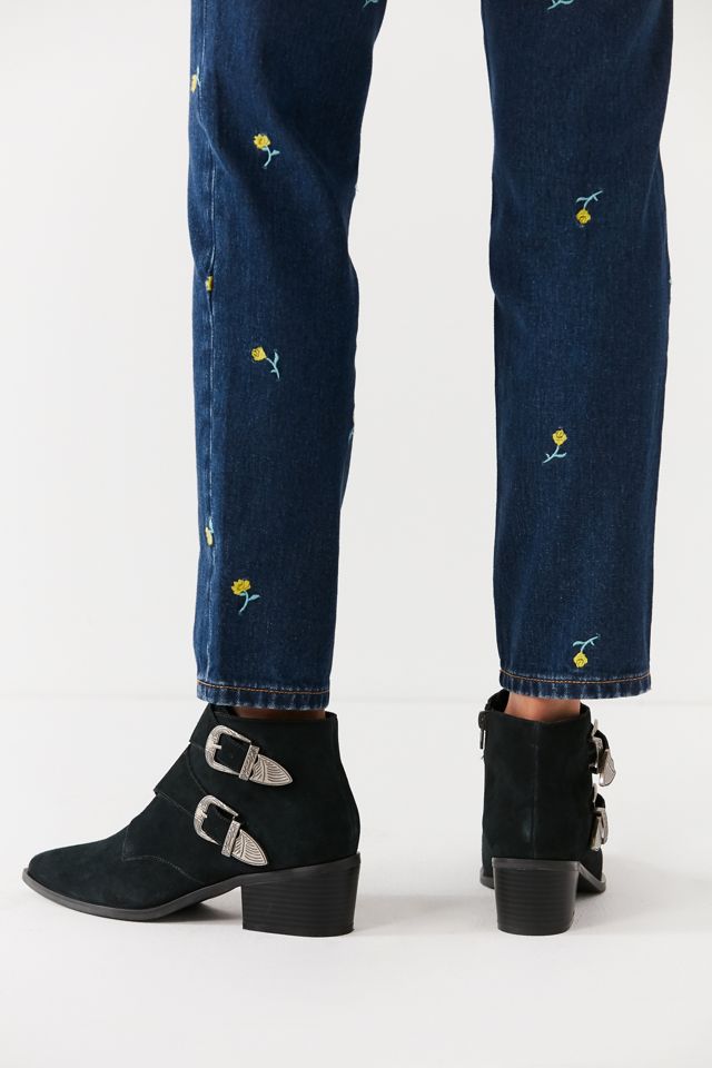 Talia Dark Grey Suede Buckle Ankle Boot #5