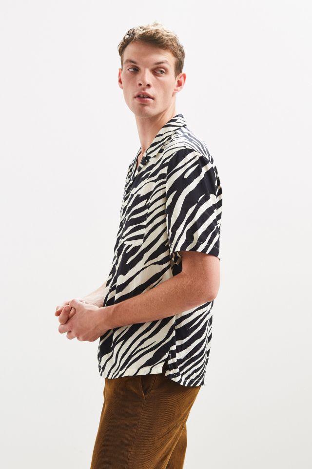 UO Zebra Rayon Short Sleeve Button-Down Shirt #2
