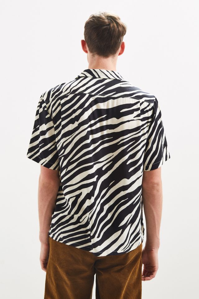 UO Zebra Rayon Short Sleeve Button-Down Shirt #3