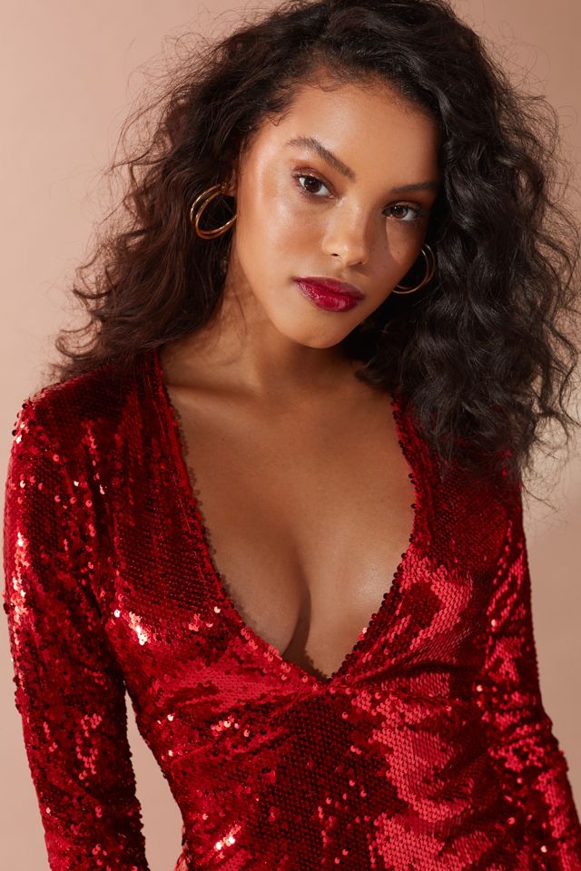 Motel Meli Sequin V-Neck Dress #2