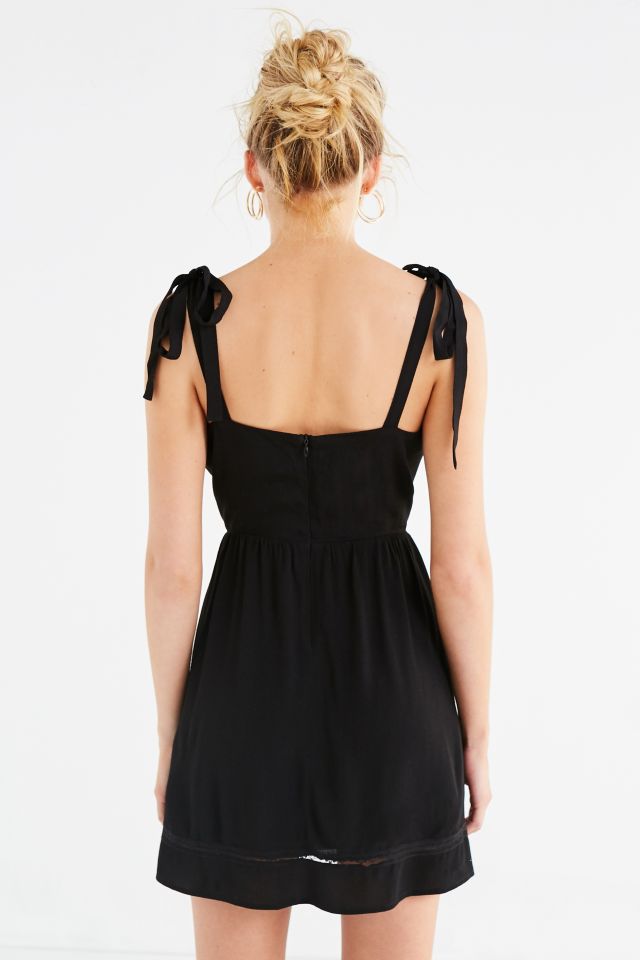 UO Straight-Neck Black Lace Mini Dress #4