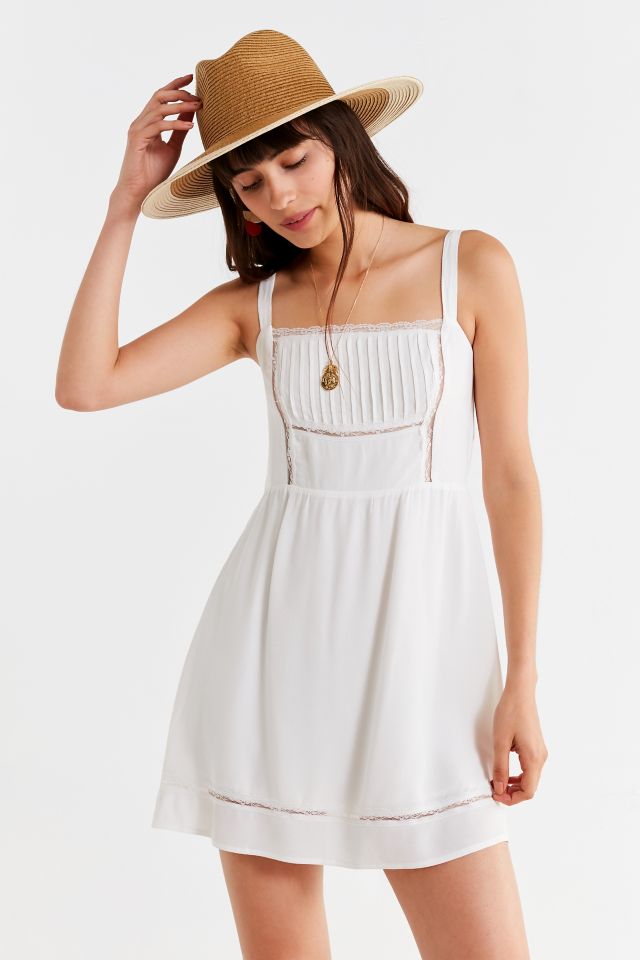 UO Straight Neck Lace Mini Dress Urban Outfitters