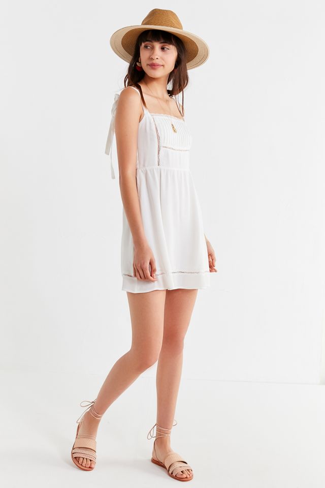 UO Straight-Neck Lace Mini Dress