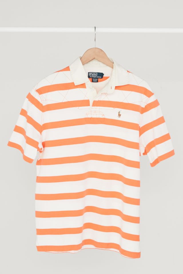 Orange and white sales striped polo shirt