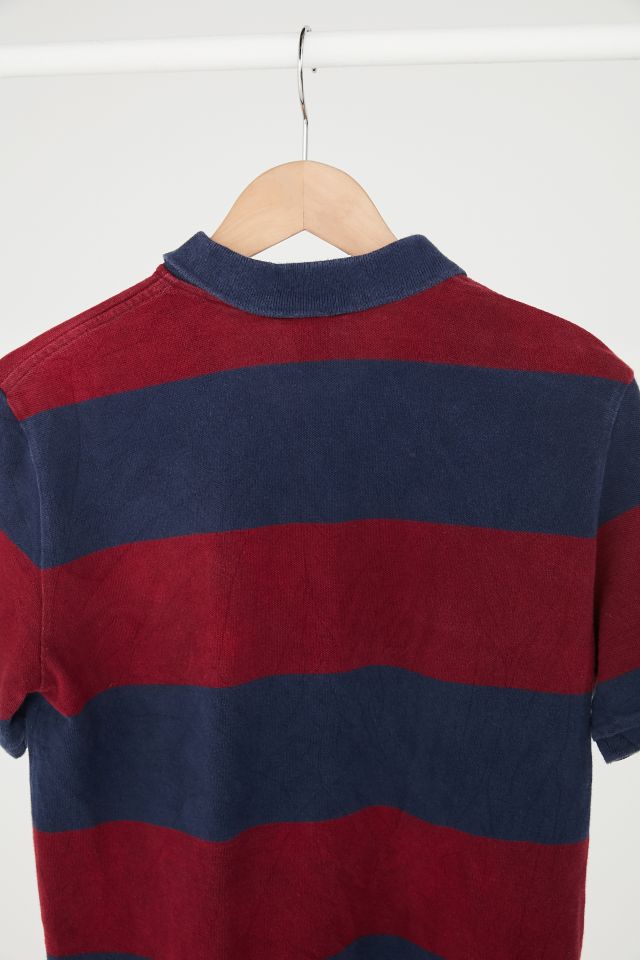 Polo vintage à rayures bourgogne et marine Polo Ralph Lauren #4