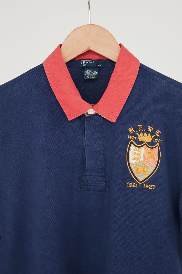 Vintage Polo Ralph Lauren Navy Plaid Collar Polo Shirt #1