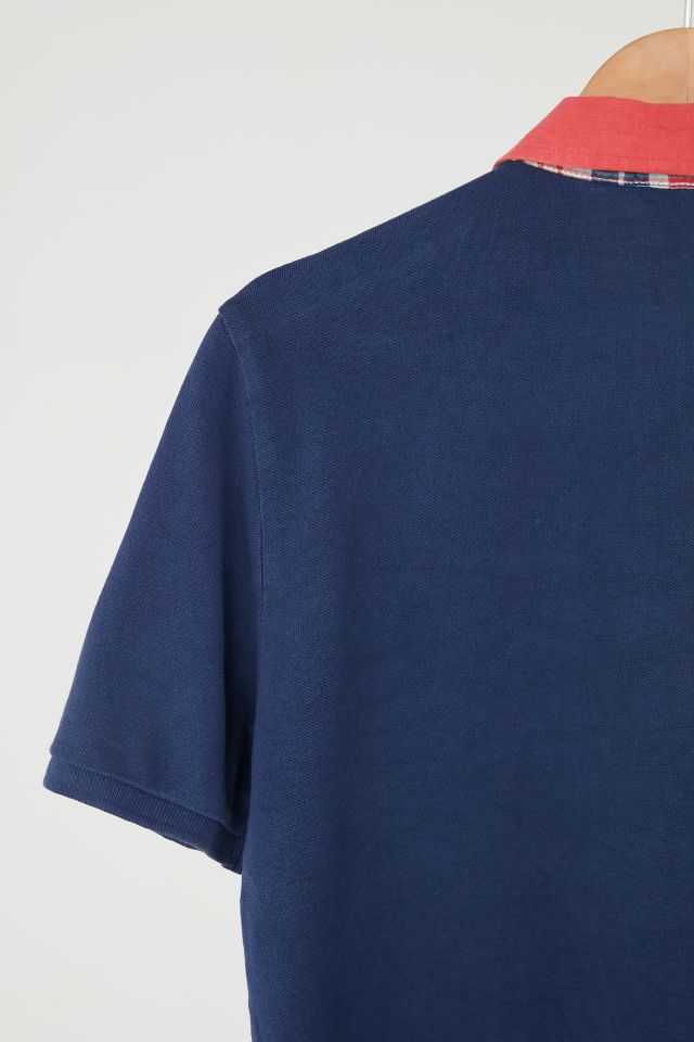 Vintage Polo Ralph Lauren Navy Plaid Collar Polo Shirt #4