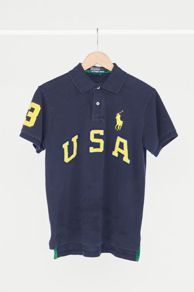 Vintage Polo Ralph Lauren Navy Blue USA Polo Shirt | Urban Outfitters