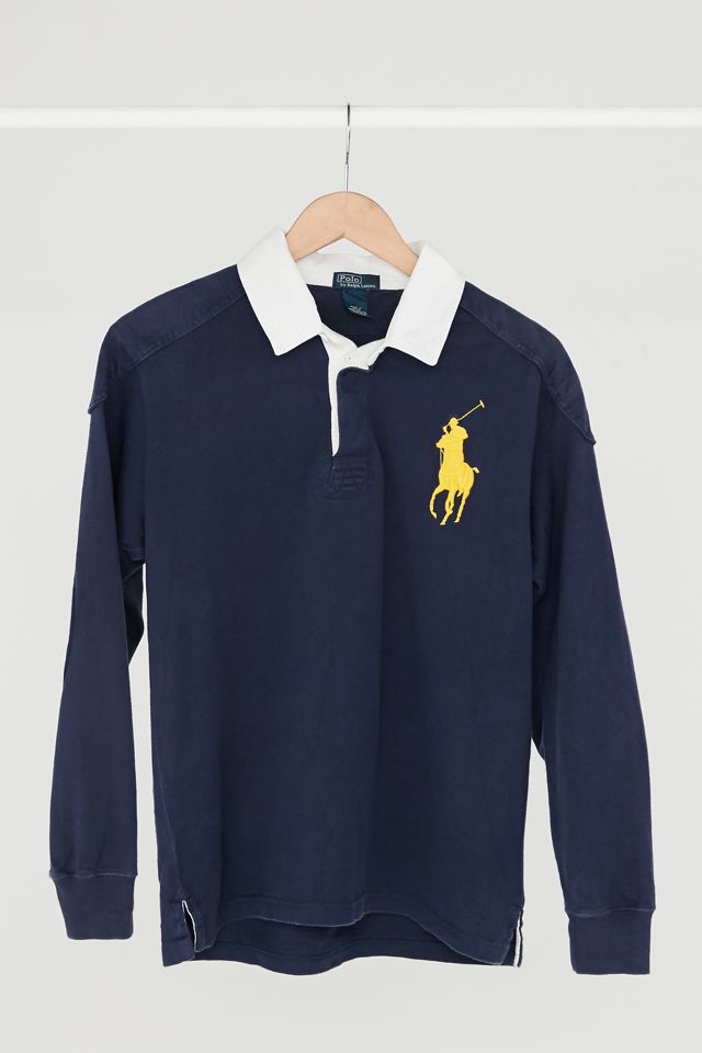 Vintage Polo Ralph Lauren Navy Blue Rugby Shirt | Urban Outfitters