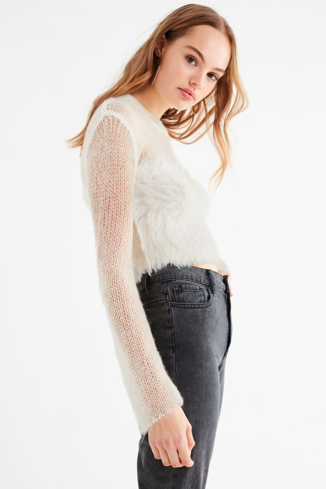 UO Rio Fuzzy Sheer Pullover Sweater #4