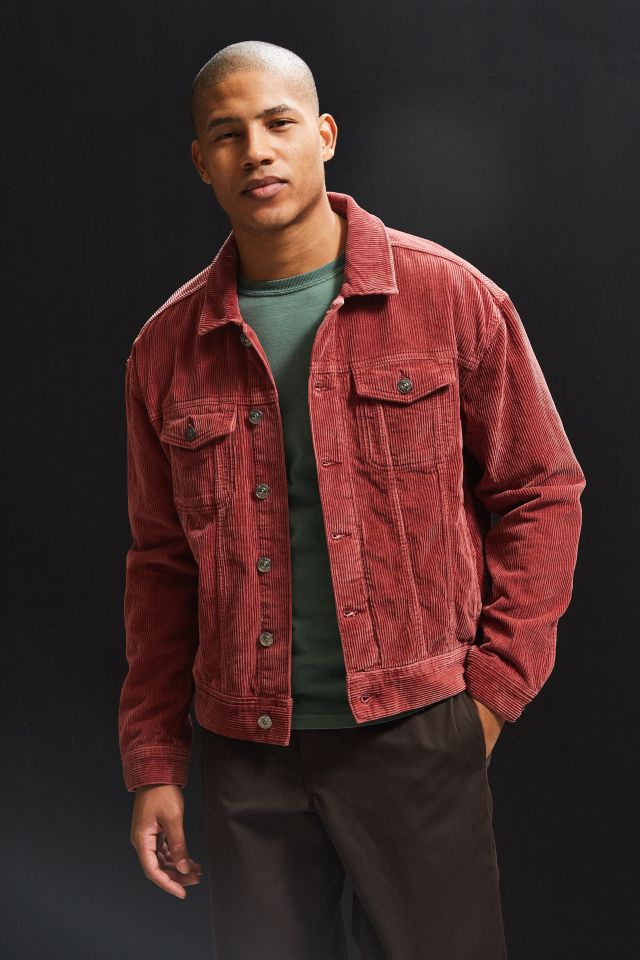 Red corduroy hot sale trucker jacket