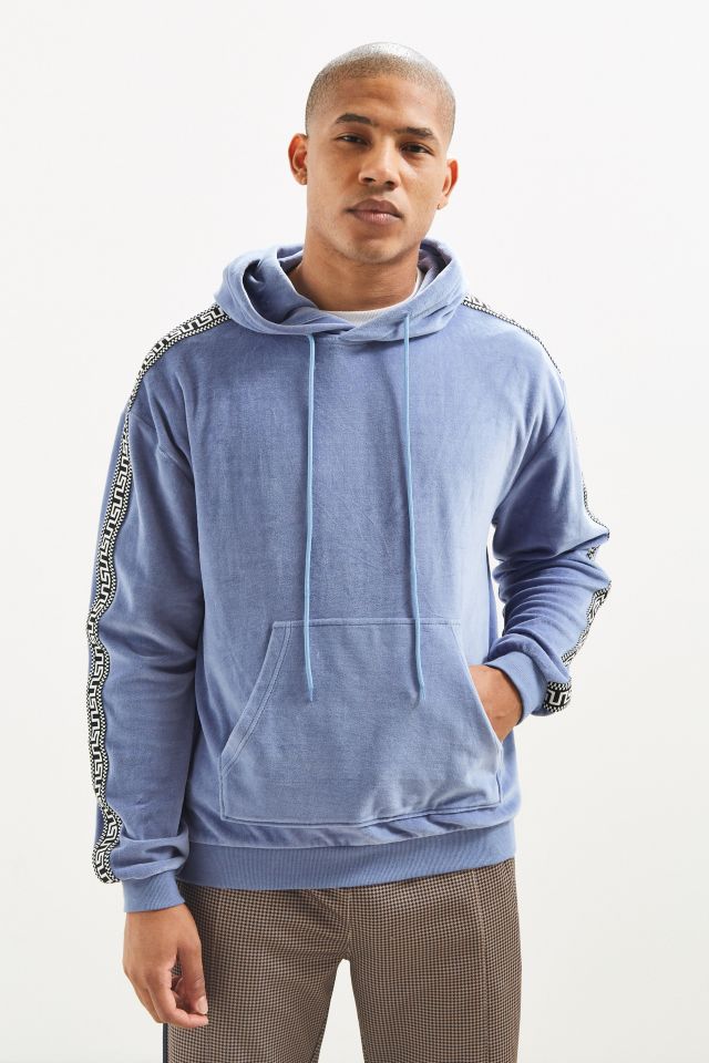 UO Velour Jacquard Taped Hoodie Sweatshirt #1