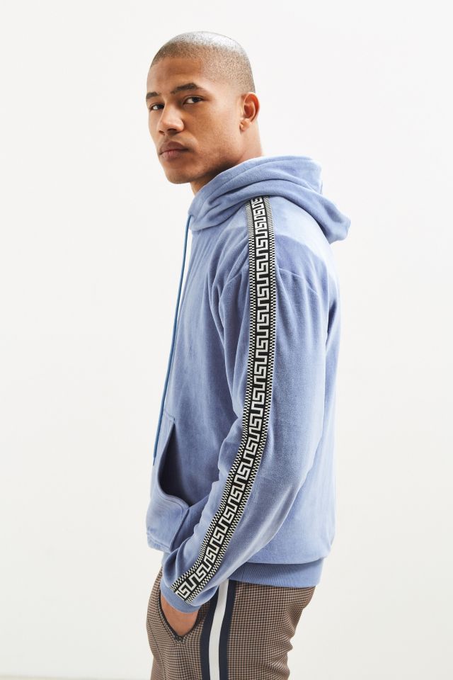 UO Velour Jacquard Taped Hoodie Sweatshirt #2