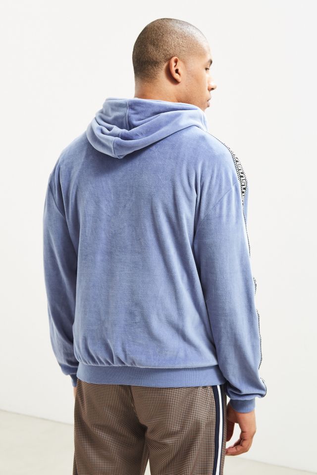 UO Velour Jacquard Taped Hoodie Sweatshirt #3
