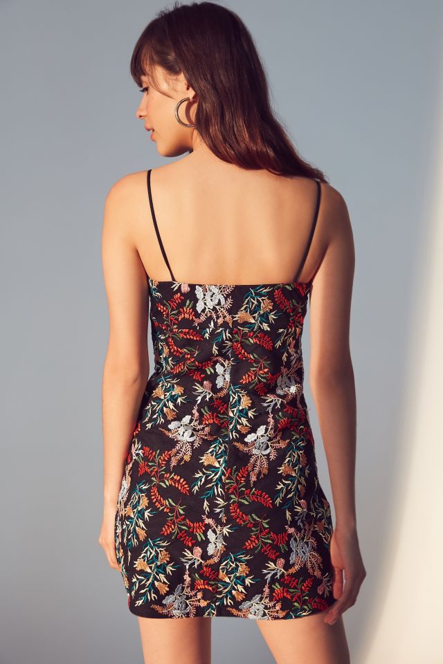 UO Embroidered Ponte Straight-Neck Dress #1
