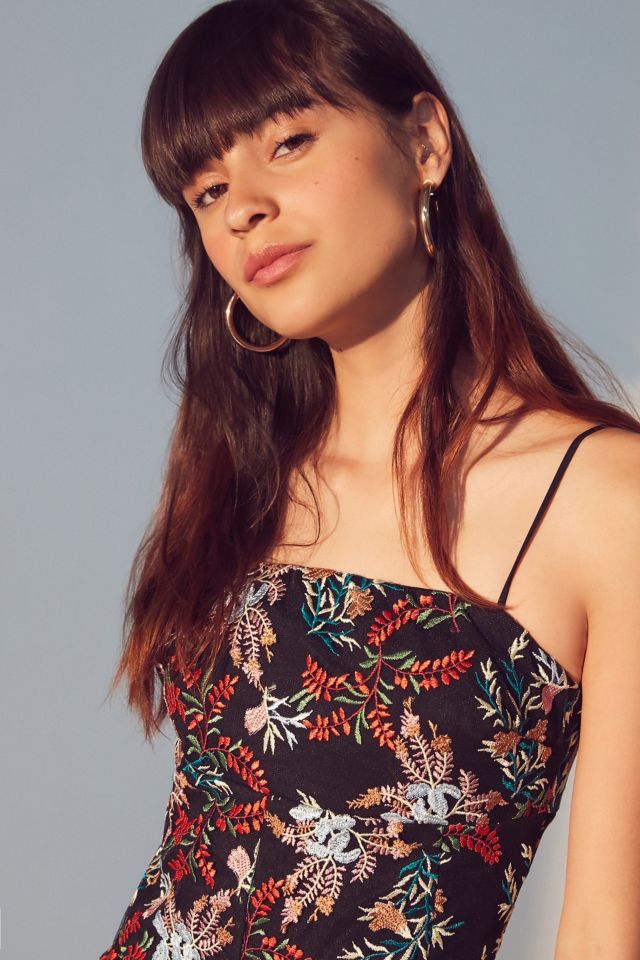 UO Embroidered Ponte Straight-Neck Dress #3