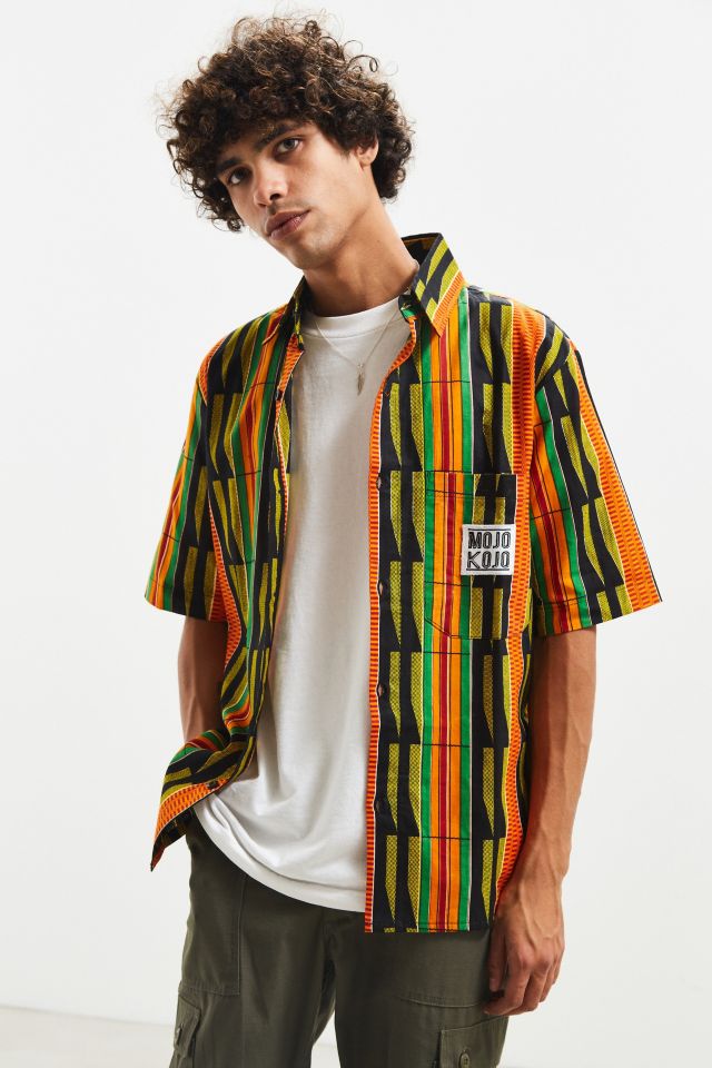 Chemise Boutonnée Manches Courtes Mojo Kojo Imprimé Orange #1
