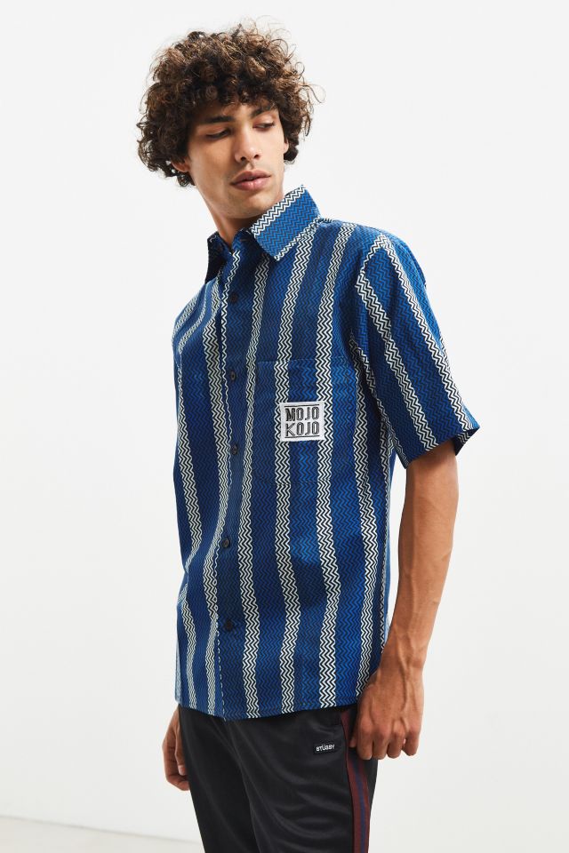 Mojo Kojo Blue Print Short Sleeve Button-Down Shirt #2