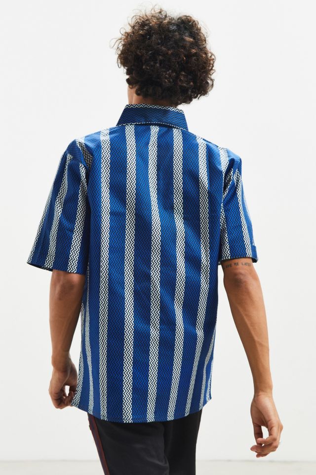 Mojo Kojo Blue Print Short Sleeve Button-Down Shirt #4