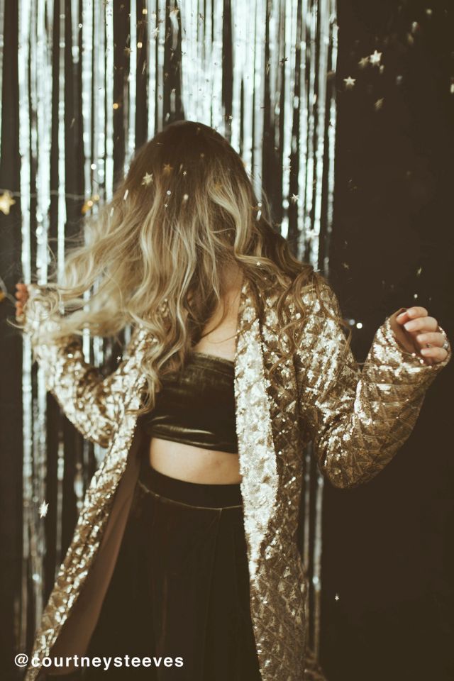 UO Party Time Sequin Belted Blazer