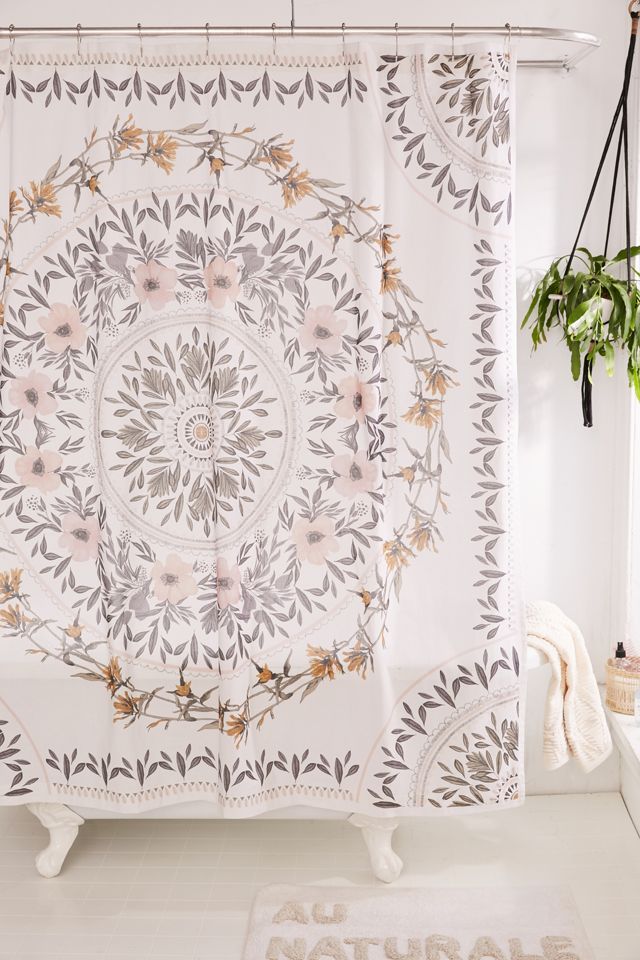 Sketched Floral Medallion Shower Curtain