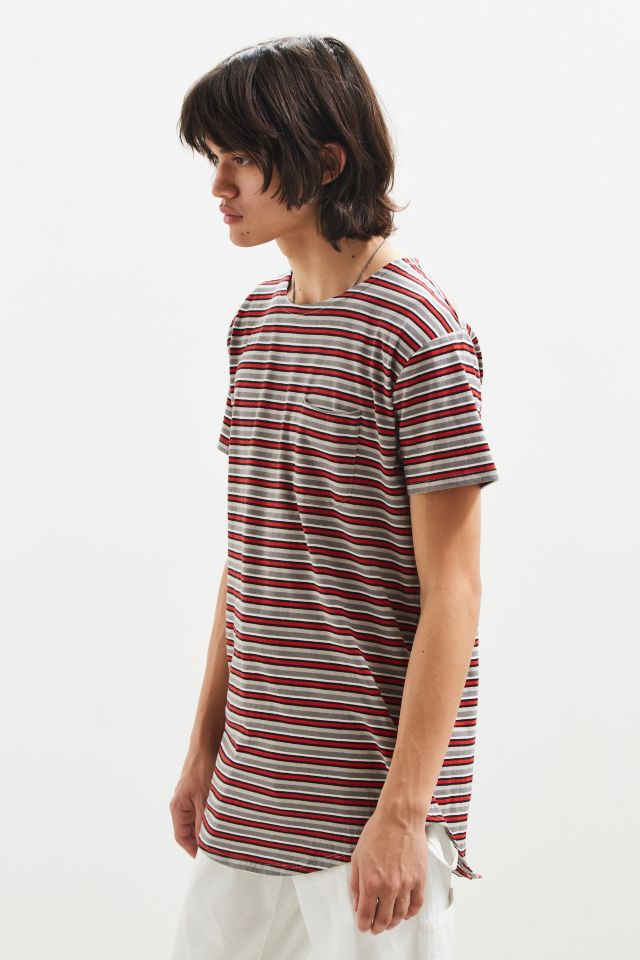 UO Horizontal Stripe Scoop Neck Curved Hem Tee #1