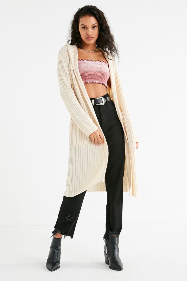 UO Ribbed Knit Hooded Maxi Cardigan #2