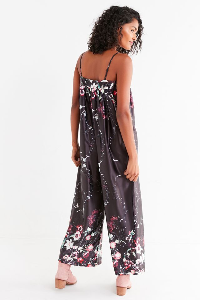 UO Straight-Neck Floral Satin Jumpsuit #1