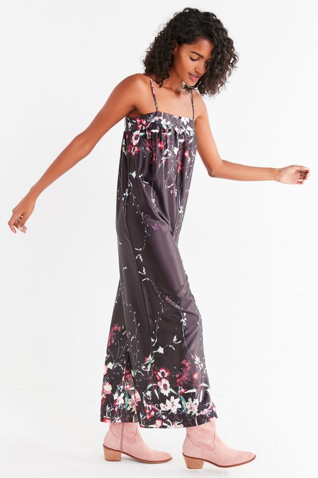 UO Straight-Neck Floral Satin Jumpsuit #3