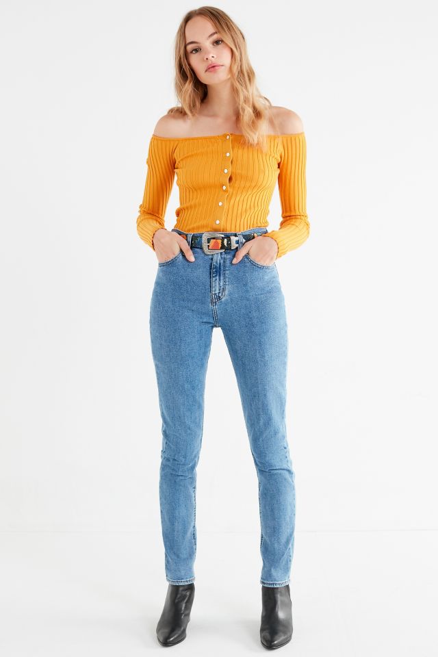 UO Brigitte Button-Down Off-The-Shoulder Sweater #1