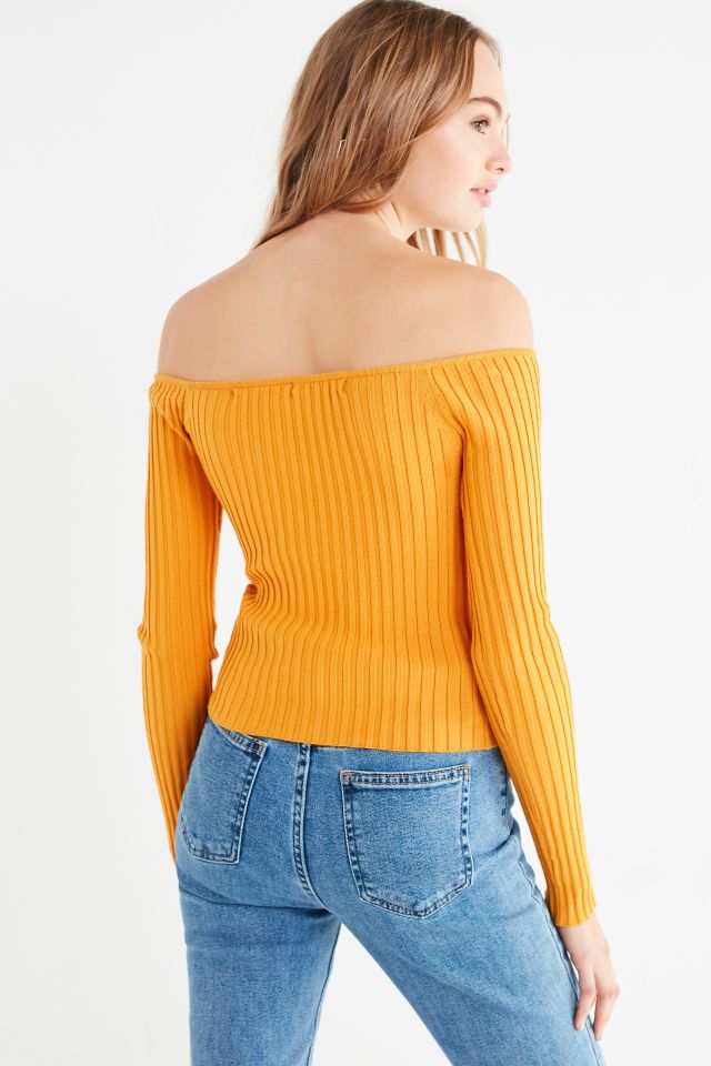 UO Brigitte Button-Down Off-The-Shoulder Sweater #2