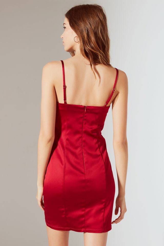 UO Val Straight-Neck Satin Mini Dress #2