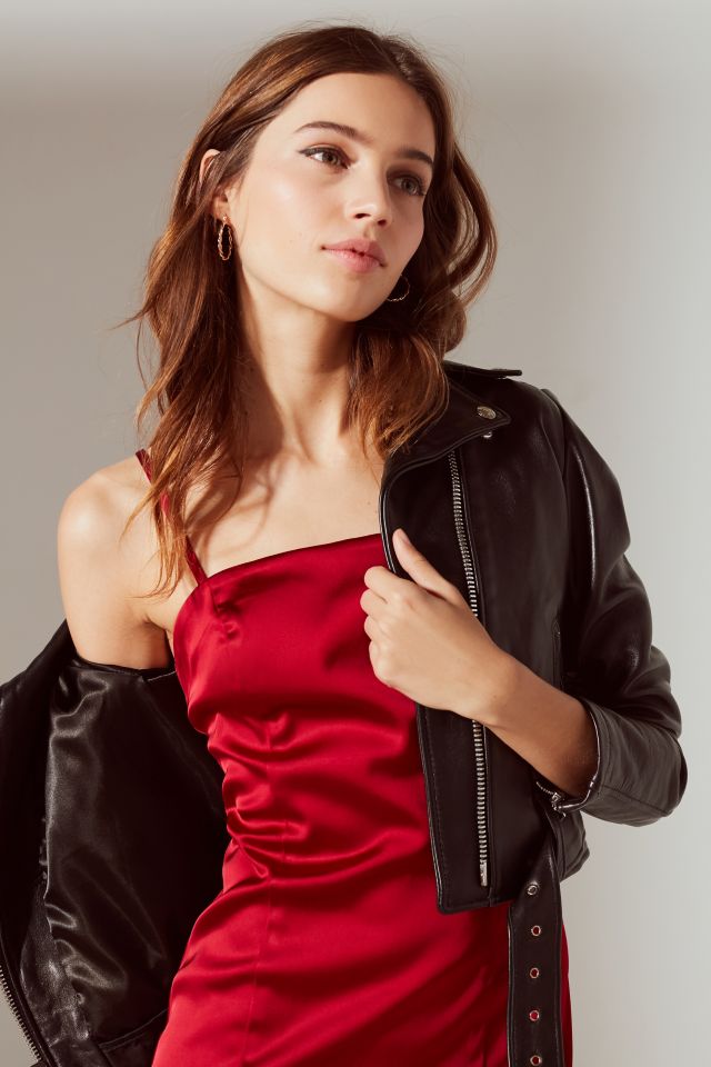 UO Val Straight-Neck Satin Mini Dress #3